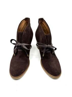 Coach Nikol Suede Heeled Lace Up Bootie Turnlock Detail Women’s Size 9B